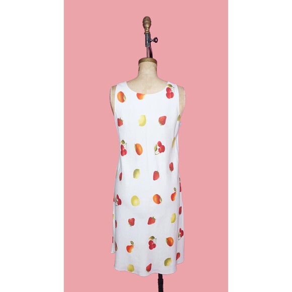 Y2K SILK CLUB FRUIT. Novelty Print Cream Tank Dress. Medium-Large. AS IS - Picture 3 of 10
